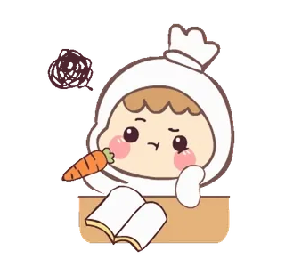⭐ 7d6250e4 うさぎ, にんじん, かわいい, 勉強, 漫画 telegram sticker