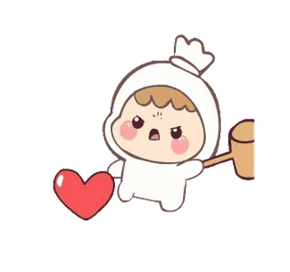 ⭐ 94b11fbd かわいい, カワイイ, ハート, ハンマー, 漫画, キャラクター telegram sticker