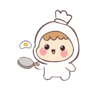 ⭐ ec768551 かわいい, 料理, 餃子, 卵, フライパン, シェフ, 食べ物 telegram sticker