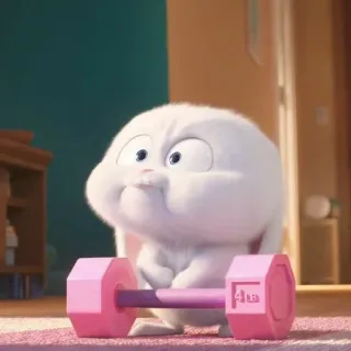🌟 a852cf2d Snowball The Secret Life of Pets coniglio, coniglio, manubrio, sollevamento pesi, esercizio, fitness, carino, animale telegram sticker