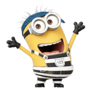 😄 84eaf815 Minion Despicable Me 123 미니언, 슈퍼배드, 감옥, 죄수, 만화 telegram sticker