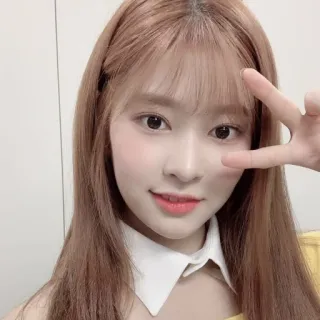 🛒 0423ba42 portret, vrouw, aziatisch, meisje, vredesteken, schattig telegram sticker