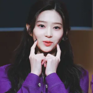 🛒 0736b2ce vrouw, glimlachend, paars, Koreaans, Aziatisch, meisje, portret telegram sticker