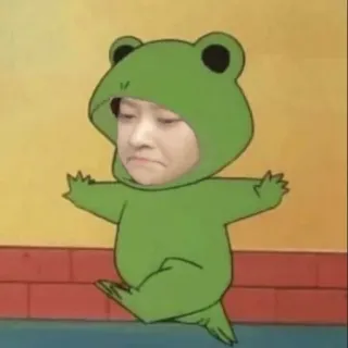 🛒 24ffd6b5 kikker, dier, cartoon, schattig, grappig, meme, groen telegram sticker