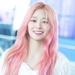 🛒 6eaa4b2c vrouw, portret, glimlach, Koreaans, schoonheid, meisje, roze haar telegram sticker