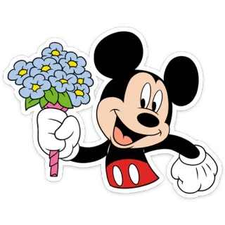 😏 7f6b7683 Mickey Mouse 卡通, 老鼠, 迪士尼, 花, 角色 telegram sticker