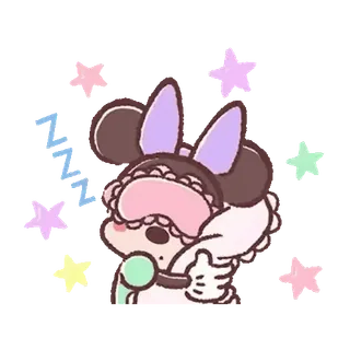 💕 2d0cc17d Minnie Mouse zzzz 米妮, 睡觉, 卡通, 可爱, 困 telegram sticker