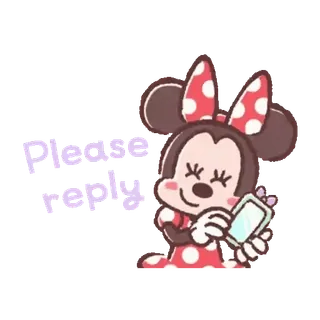 💕 33d34ef3 Minnie Mouse Please reply 米妮, 迪士尼, 卡通, 请求, 文本, 回复, 可爱 telegram sticker