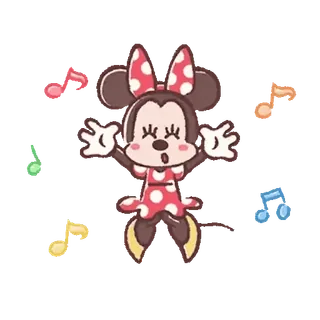 💕 6288d70b Minnie Mouse 米妮, 卡通, 迪士尼, 音乐, 音符, 可爱, 庆祝 telegram sticker