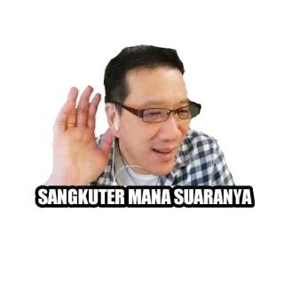 🤭 3571c059 SANGKUTER MANA SUARANYA 男, 聞く, インドネシア語, 挨拶, こんにちは, ステッカー, 人 whatsapp sticker