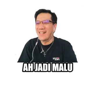 😌 58e14ac0 AH JADI MALU 恥ずかしい, ミーム, 表情, アジア人, 笑い whatsapp sticker