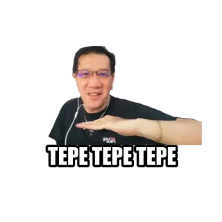 🍻 5bdde77b TEPE TEPE TEPE 人物, メガネ, 男性, 笑顔, テキスト whatsapp sticker