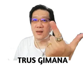 💆 8f6c51c0 TRUS GIMANA インドネシア, テキスト, 男, メガネ whatsapp sticker