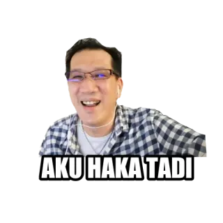 😁 8fec1e09 AKU HAKA TADI 人, 男性, 眼鏡, 陽気, アジア人 whatsapp sticker