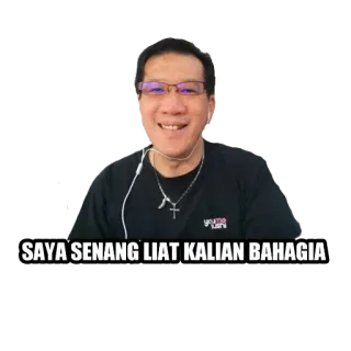 🥳 c3c8057e SAYA SENANG LIAT KALIAN BAHAGIA 人, 幸せ, ポートレート, 男, 笑顔 whatsapp sticker