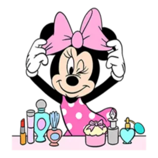 😉 2583eccf Minnie Mouse hoạt hình, Disney, chuột, trang điểm, làm đẹp telegram sticker