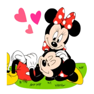 😌 28f0d1c9 Mickey Mouse hoạt hình, chuột, trái tim, tình yêu, dễ thương, Minnie Mouse, Disney telegram sticker