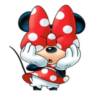 🙈 462406e3 Minnie Mouse Hoạt hình, Chuột, Disney, Minnie Mouse, Dễ thương, Nơ đỏ, Chấm bi telegram sticker
