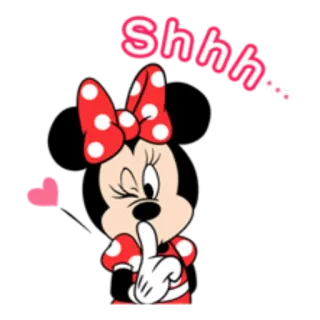 👀 6be4f773 Minnie Mouse shhh hoạt hình, chuột, dễ thương, Disney, nhân vật, suỵt, yên lặng telegram sticker