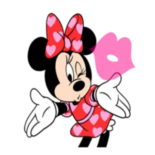 😘 88df143f Minnie Mouse hoạt hình, chuột, trái tim, disney, hôn, dễ thương telegram sticker