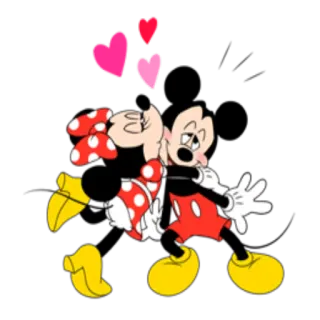 😘 f1f14870 Mickey Mouse hoạt hình, chuột, Mickey, Minnie, tình yêu, hôn, trái tim telegram sticker