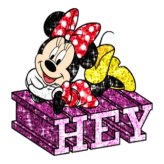 🙂 0fdd800b Minnie Mouse HEY Minnie Mouse, Disney, salam, kartun, animasi, berkilau, girly whatsapp sticker