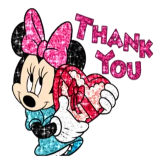 😌 25be5a09 Minnie Mouse Thank You Minnie Mouse, Terima kasih, Hati, Berkilau, Kartun, Salam whatsapp sticker