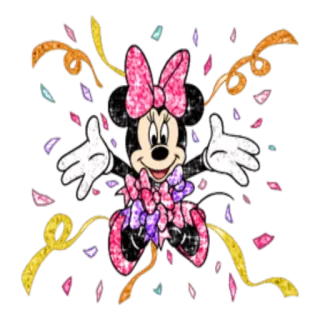 🎉 c3a70b70 Minnie Mouse Minnie Mouse, Disney, kartun, konfeti, imut, pesta, perayaan whatsapp sticker