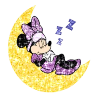 😴 ddc90ca4 Minnie Mouse Minnie Mouse, tidur, bulan, kartun, Disney, glitter whatsapp sticker