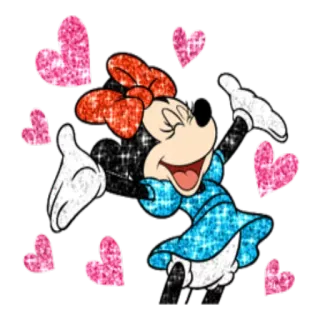 🤗 ef567d0f Minnie Mouse minnie mouse, disney, kartun, hati, berkilau, glitter whatsapp sticker