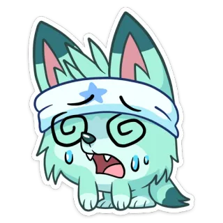 🤕 6eda9f76 キツネ, 動物, かわいい, めまい, 漫画, けが, 頭痛 telegram sticker