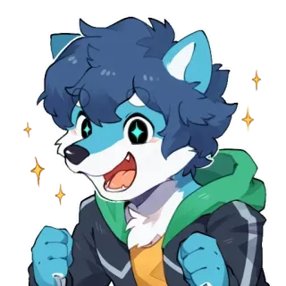 😁 1fe47d33 Furry, Felice, Eccitato, Cartone animato, Animale whatsapp sticker