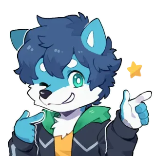 👍 9df12eef Furry, Animale, Indicando, Carino, Occhiolino whatsapp sticker