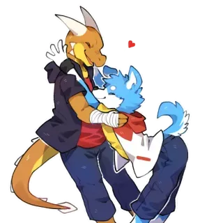 🥰 9e72f88e Abbraccio, Furry, Antropomorfo, Affettuoso, Carino, Cartone animato whatsapp sticker