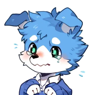 😭 a1034597 cane, piangere, blu, triste, peloso, antropomorfo whatsapp sticker