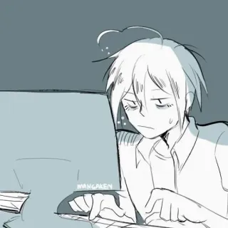 🔪 55fcedda MANGAKEN Anime, Mangá, Artista, Digitando, Computador, Cansado, Trabalhando telegram sticker