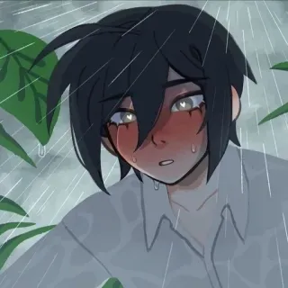 🔪 a9db246b Anime, Mangá, Chuva, Triste, Chorando, Personagem, Ilustração telegram sticker