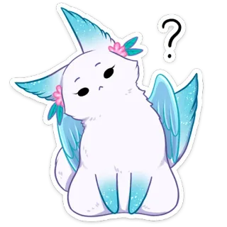 ❓ 63d85724 zwierzę, pytanie, słodki, skrzydła, kawaii, fantazja, naklejka telegram sticker