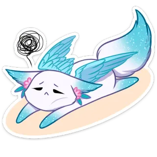 😒 c094138c słodki, kreskówka, lis, skrzydła, smutny, wyczerpany telegram sticker