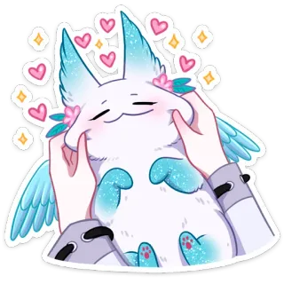 ☺️ f5af75cf słodkie, fantazja, zwierzę, postać, skrzydlaty, serca telegram sticker