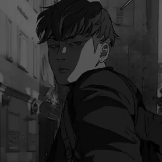 🛢 32c176ea Anime, Pria, Kota, Skala abu-abu, Jalan, Kartun, Potret whatsapp sticker