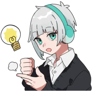 💡 130a70f4 アニメ, マンガ, キャラクター, ヘッドホン, 電球, 思考 telegram sticker