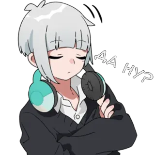 🤔 238a1abc ДА НУ? アニメ, 女の子, ヘッドホン, 表情, ロシア telegram sticker