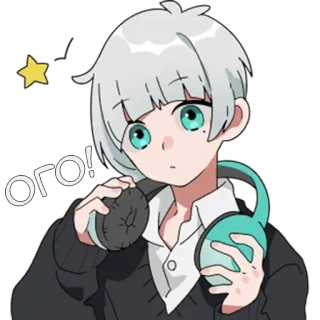 😱 5bbc78ec Oго! アニメ, 少年, ヘッドホン, ого telegram sticker