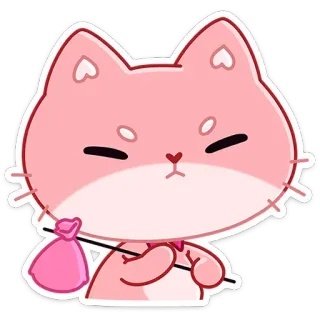 😕 697b3926 cat, pink, animal, cute, sticker, cartoon, sleepy telegram sticker