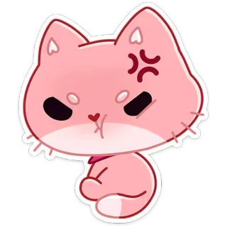 😡 94b199b7 cat, angry, kawaii, cartoon, sticker, feline, pink telegram sticker