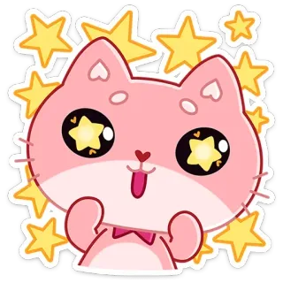 🤩 dbc0d14f cat, kawaii, cute, pink, stars, sticker, cartoon, adorable telegram sticker