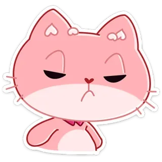 😕 ffbec556 cat, animal, cute, pink, cartoon telegram sticker