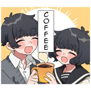 ☕ 215ed009 COFFEE kaffee, anime, cartoon, getränk, niedlich, menschen telegram sticker