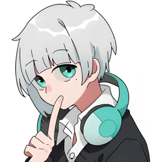 🤫 3b9b673a Anime, Manga, Charakter, Kopfhörer, Fingerzeichen, Süß, Kawaii telegram sticker